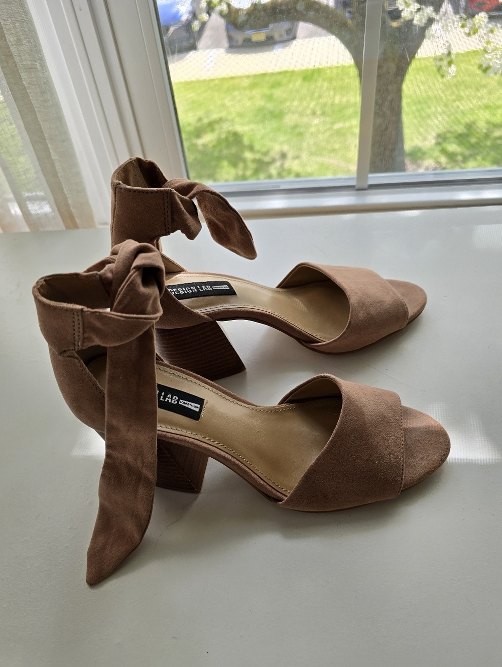 Lord & Taylor Dusty Rose Tie-Ankle Block Heel Sandals